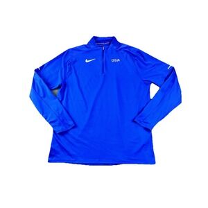 Nike USATF Team USA Rio 2016 Dri-Fit 1/4 Zip Drill Top Blue Men's Large